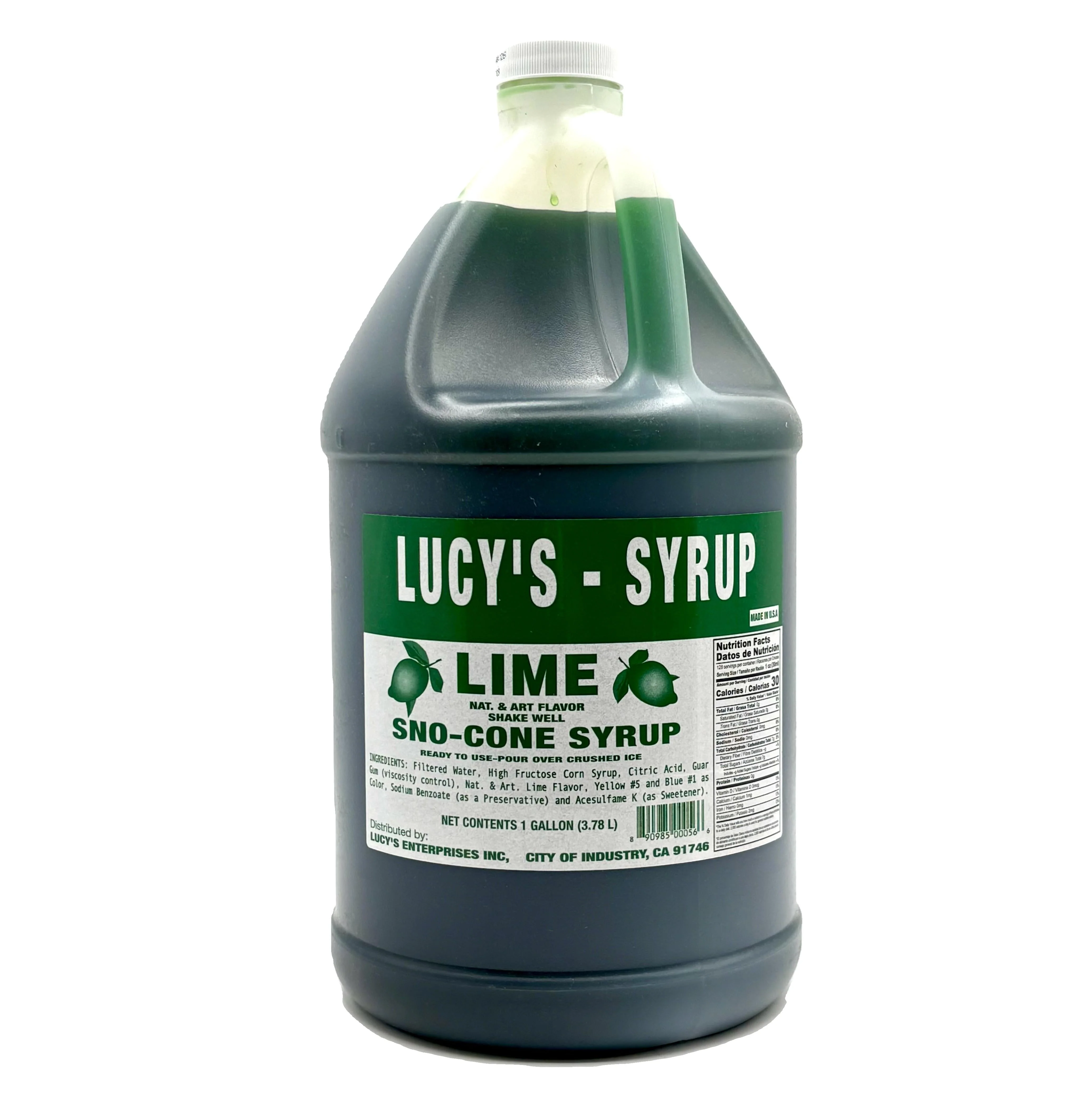Lucy's Snow Cone Syrup Lime | 128oz, Bottle - Image 3