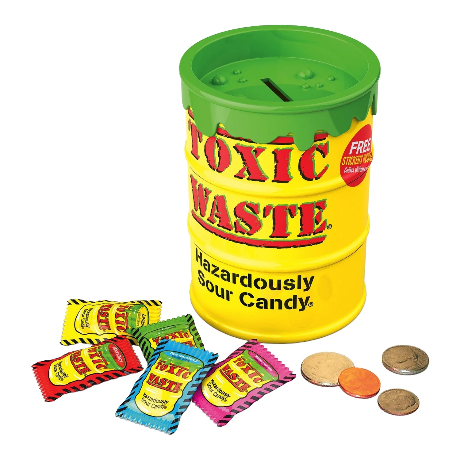 Toxic Waste Original Bank Yellow Assorted Sour Candy | 3oz, Tub - Image 3